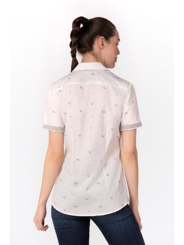 Omaha奧馬哈圖騰拼接短袖女版襯衫 (白色)