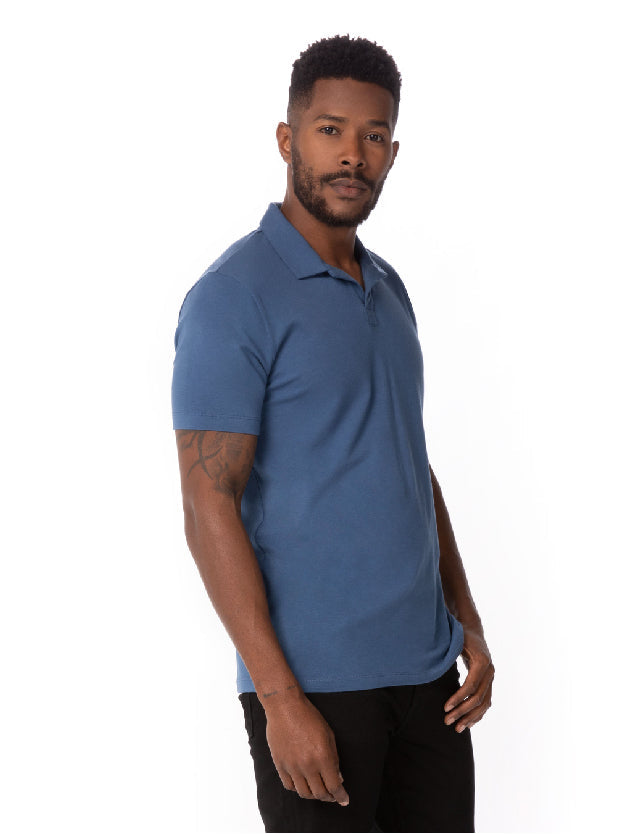 Definity男版短袖POLO衫 (鋼青藍、蘑菇色)
